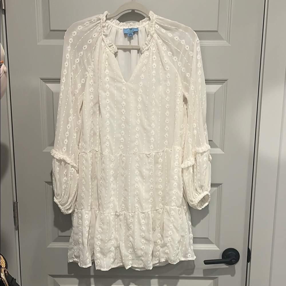 White Embroidered Boho Dress S